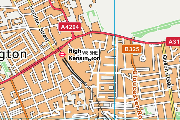 W8 5HE map - OS VectorMap District (Ordnance Survey)