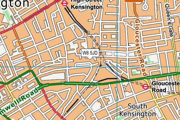 W8 5JD map - OS VectorMap District (Ordnance Survey)