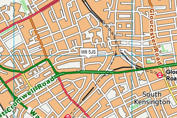 W8 5JS map - OS VectorMap District (Ordnance Survey)