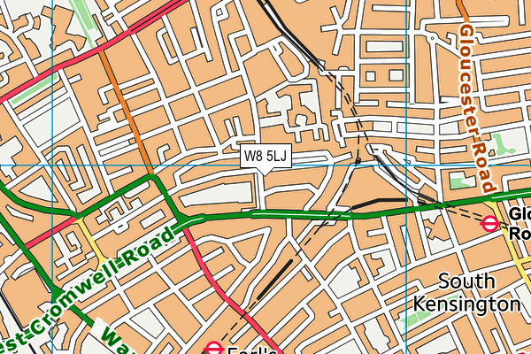 W8 5LJ map - OS VectorMap District (Ordnance Survey)