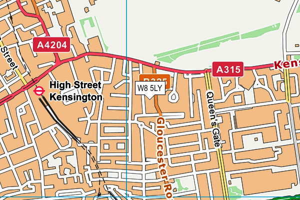 W8 5LY map - OS VectorMap District (Ordnance Survey)