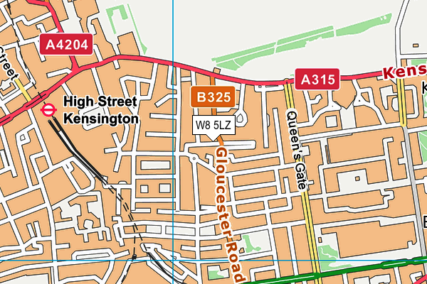 W8 5LZ map - OS VectorMap District (Ordnance Survey)