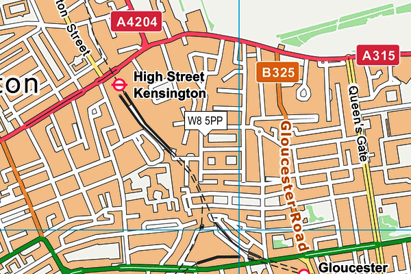 W8 5PP map - OS VectorMap District (Ordnance Survey)