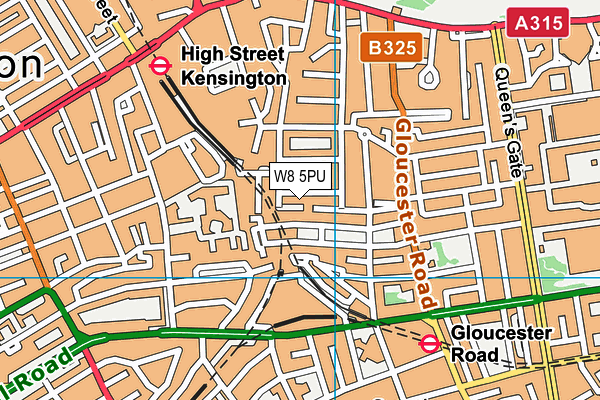 W8 5PU map - OS VectorMap District (Ordnance Survey)