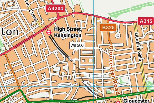 W8 5QJ map - OS VectorMap District (Ordnance Survey)