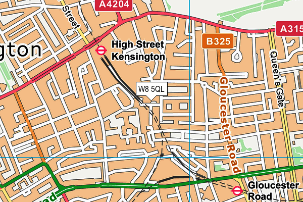 W8 5QL map - OS VectorMap District (Ordnance Survey)