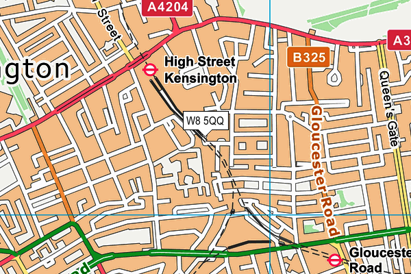 W8 5QQ map - OS VectorMap District (Ordnance Survey)
