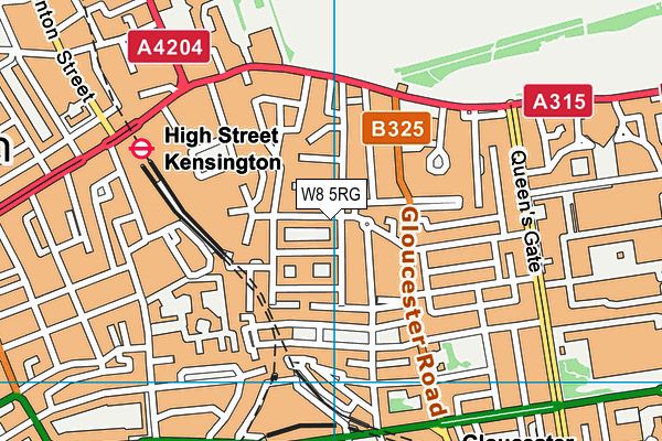 W8 5RG map - OS VectorMap District (Ordnance Survey)