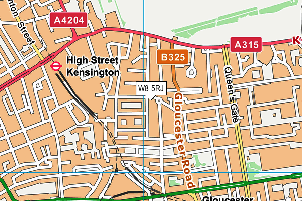 W8 5RJ map - OS VectorMap District (Ordnance Survey)