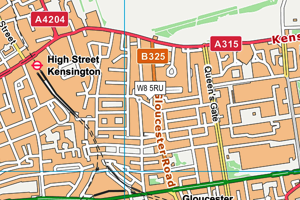 W8 5RU map - OS VectorMap District (Ordnance Survey)