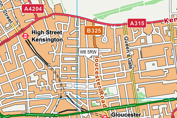W8 5RW map - OS VectorMap District (Ordnance Survey)
