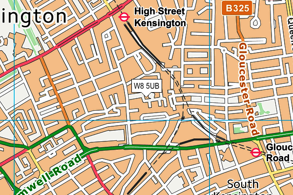 W8 5UB map - OS VectorMap District (Ordnance Survey)