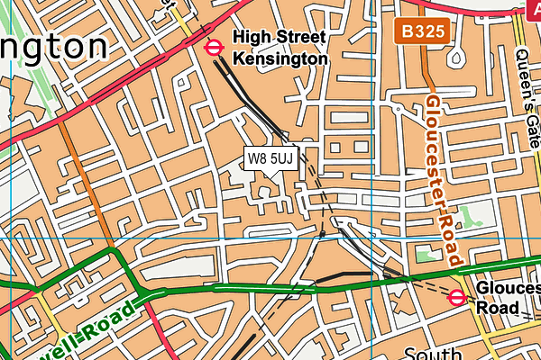 W8 5UJ map - OS VectorMap District (Ordnance Survey)