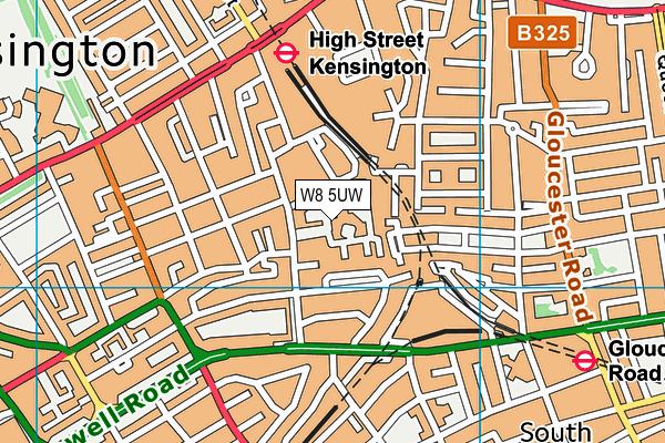 W8 5UW map - OS VectorMap District (Ordnance Survey)