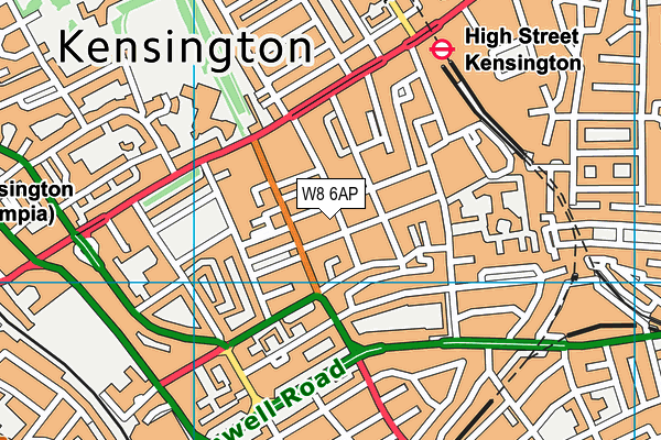 W8 6AP map - OS VectorMap District (Ordnance Survey)