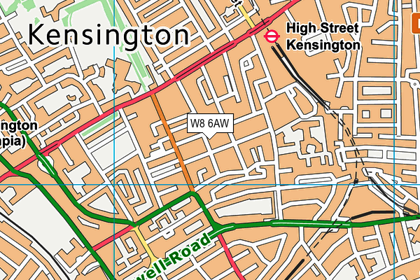 W8 6AW map - OS VectorMap District (Ordnance Survey)