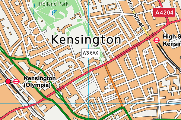 W8 6AX map - OS VectorMap District (Ordnance Survey)