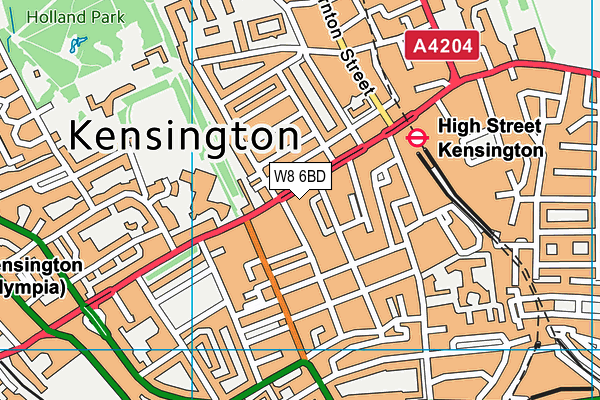 W8 6BD map - OS VectorMap District (Ordnance Survey)