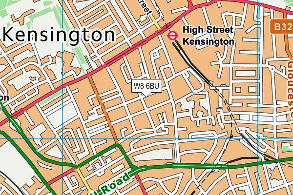 W8 6BU map - OS VectorMap District (Ordnance Survey)