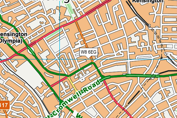 W8 6EG map - OS VectorMap District (Ordnance Survey)