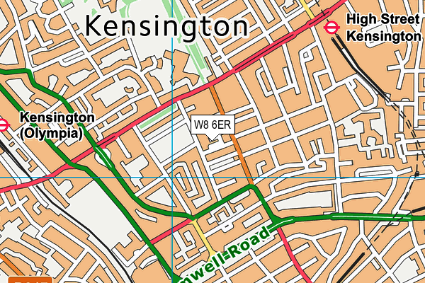W8 6ER map - OS VectorMap District (Ordnance Survey)