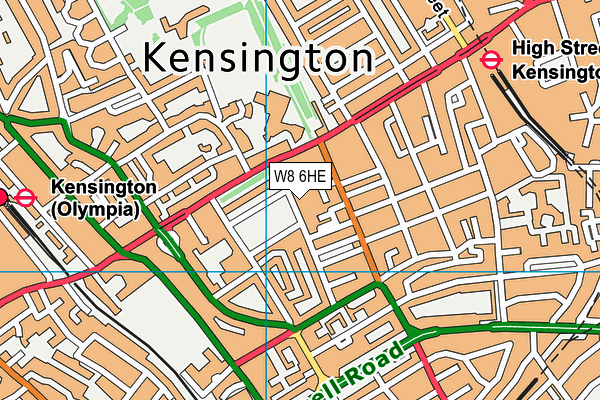 W8 6HE map - OS VectorMap District (Ordnance Survey)