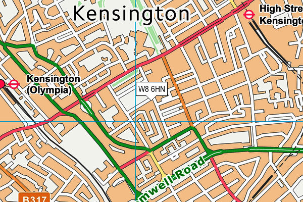 W8 6HN map - OS VectorMap District (Ordnance Survey)