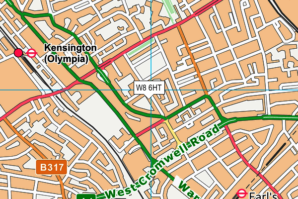 W8 6HT map - OS VectorMap District (Ordnance Survey)