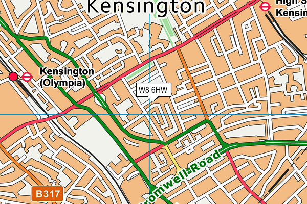 W8 6HW map - OS VectorMap District (Ordnance Survey)