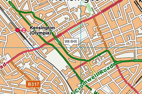 W8 6HX map - OS VectorMap District (Ordnance Survey)