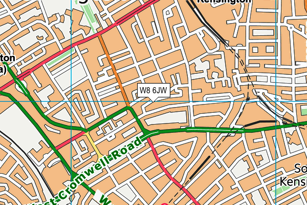 W8 6JW map - OS VectorMap District (Ordnance Survey)
