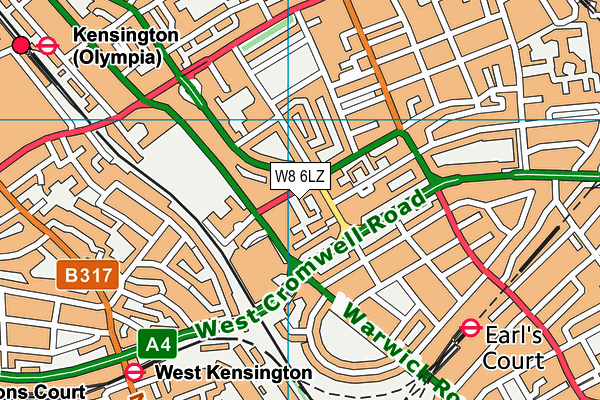 W8 6LZ map - OS VectorMap District (Ordnance Survey)