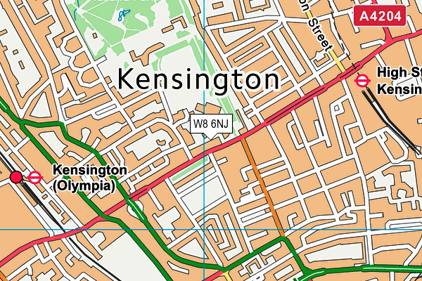 W8 6NJ map - OS VectorMap District (Ordnance Survey)