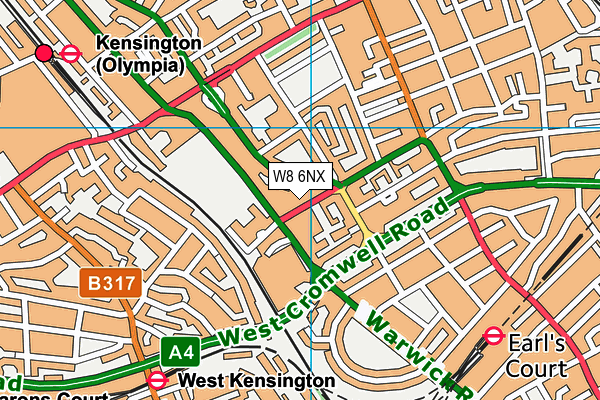 W8 6NX map - OS VectorMap District (Ordnance Survey)