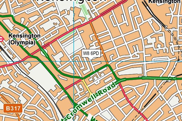 W8 6PD map - OS VectorMap District (Ordnance Survey)