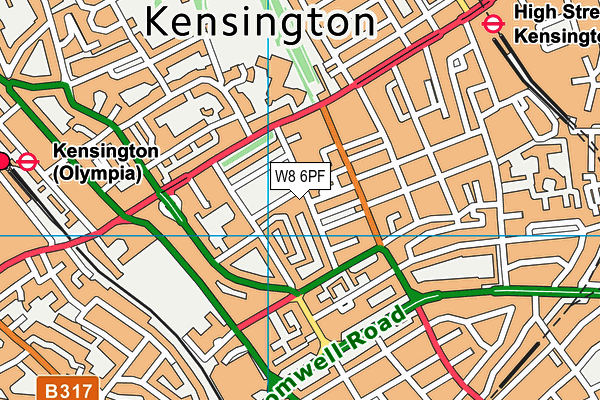 W8 6PF map - OS VectorMap District (Ordnance Survey)