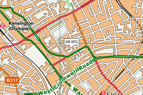 W8 6PG map - OS VectorMap District (Ordnance Survey)