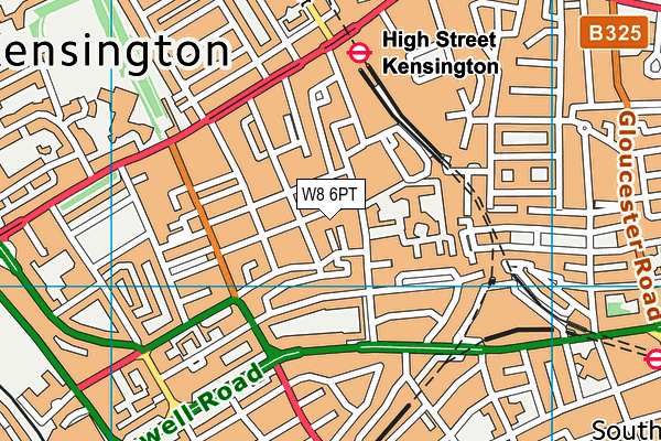 W8 6PT map - OS VectorMap District (Ordnance Survey)