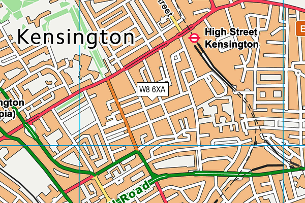 W8 6XA map - OS VectorMap District (Ordnance Survey)