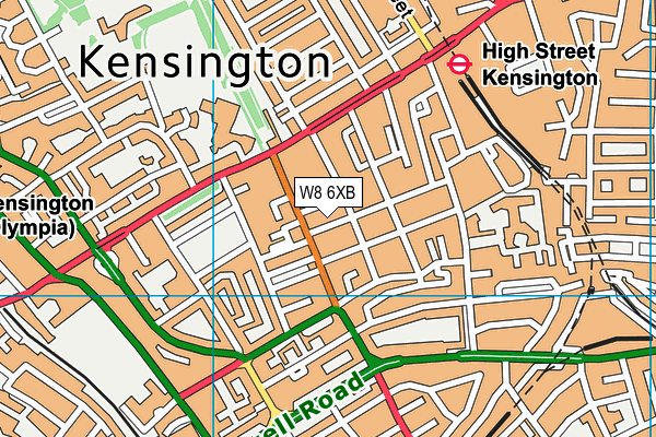 W8 6XB map - OS VectorMap District (Ordnance Survey)