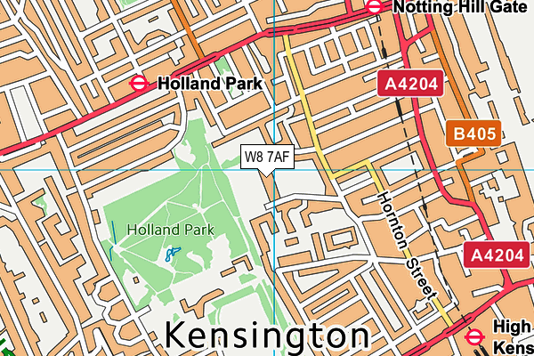 Holland Park School map (W8 7AF) - OS VectorMap District (Ordnance Survey)
