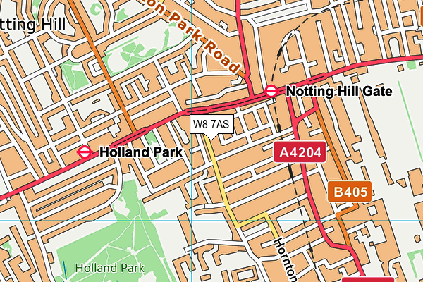 W8 7AS map - OS VectorMap District (Ordnance Survey)