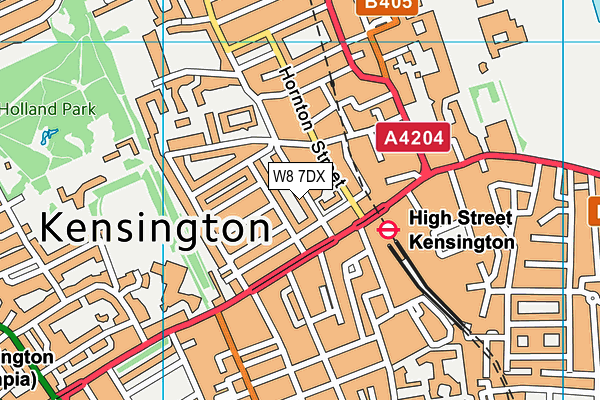 W8 7DX map - OS VectorMap District (Ordnance Survey)