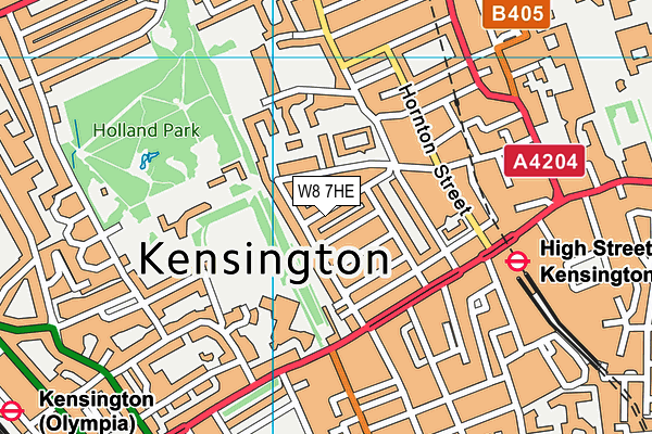 W8 7HE map - OS VectorMap District (Ordnance Survey)