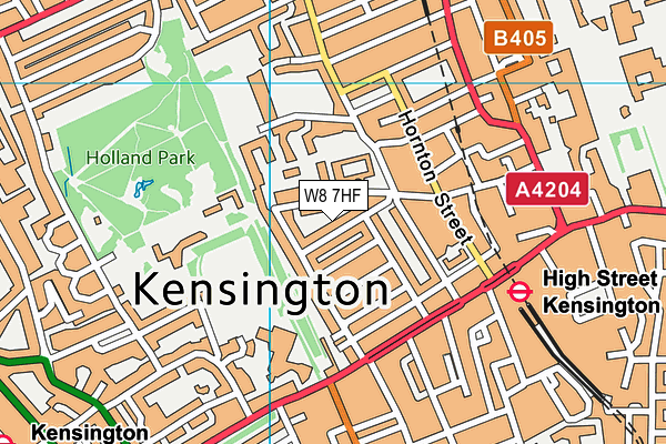 W8 7HF map - OS VectorMap District (Ordnance Survey)