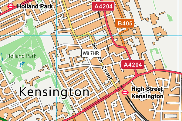 W8 7HR map - OS VectorMap District (Ordnance Survey)