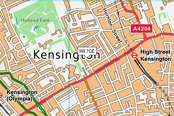 W8 7QE map - OS VectorMap District (Ordnance Survey)