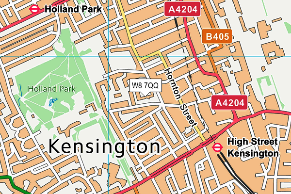 W8 7QQ map - OS VectorMap District (Ordnance Survey)