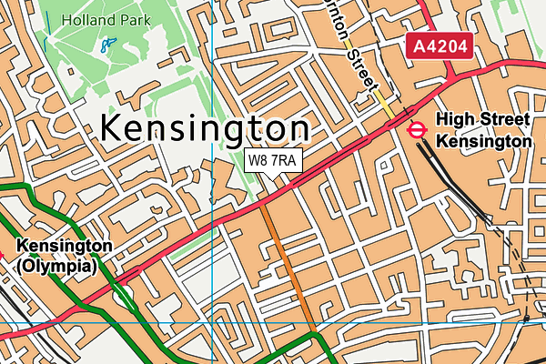 W8 7RA map - OS VectorMap District (Ordnance Survey)