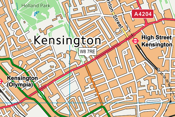 W8 7RE map - OS VectorMap District (Ordnance Survey)